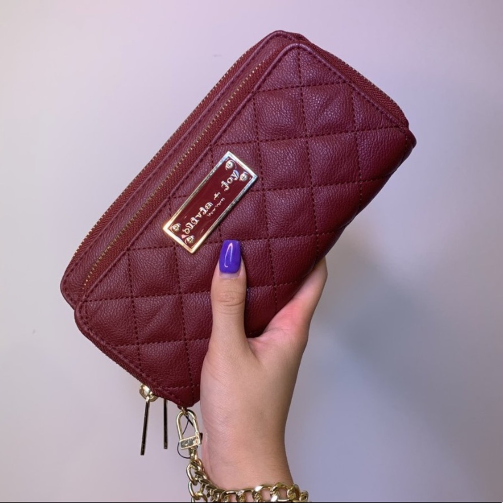 red patent wristlet